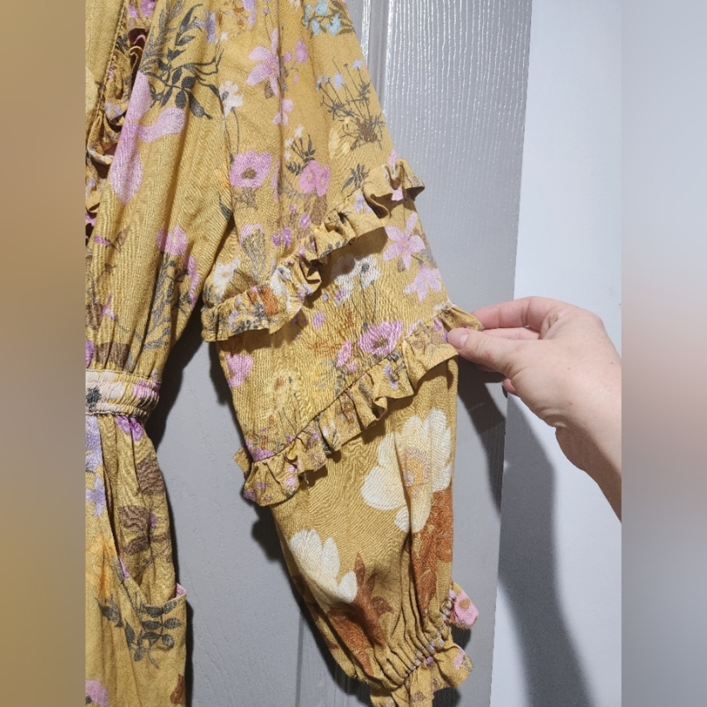 Spell and the Gypsy Yellow Ruffled Tiered Sundress Size Medium - Picture 9 of 16